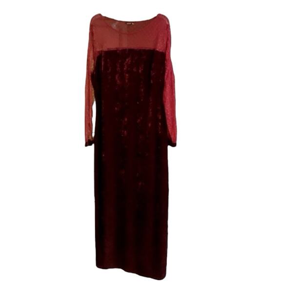 Cranberry Crushed Velvet Plus Size 3x Gown Dress Formal Holiday Wedding - Picture 12 of 16